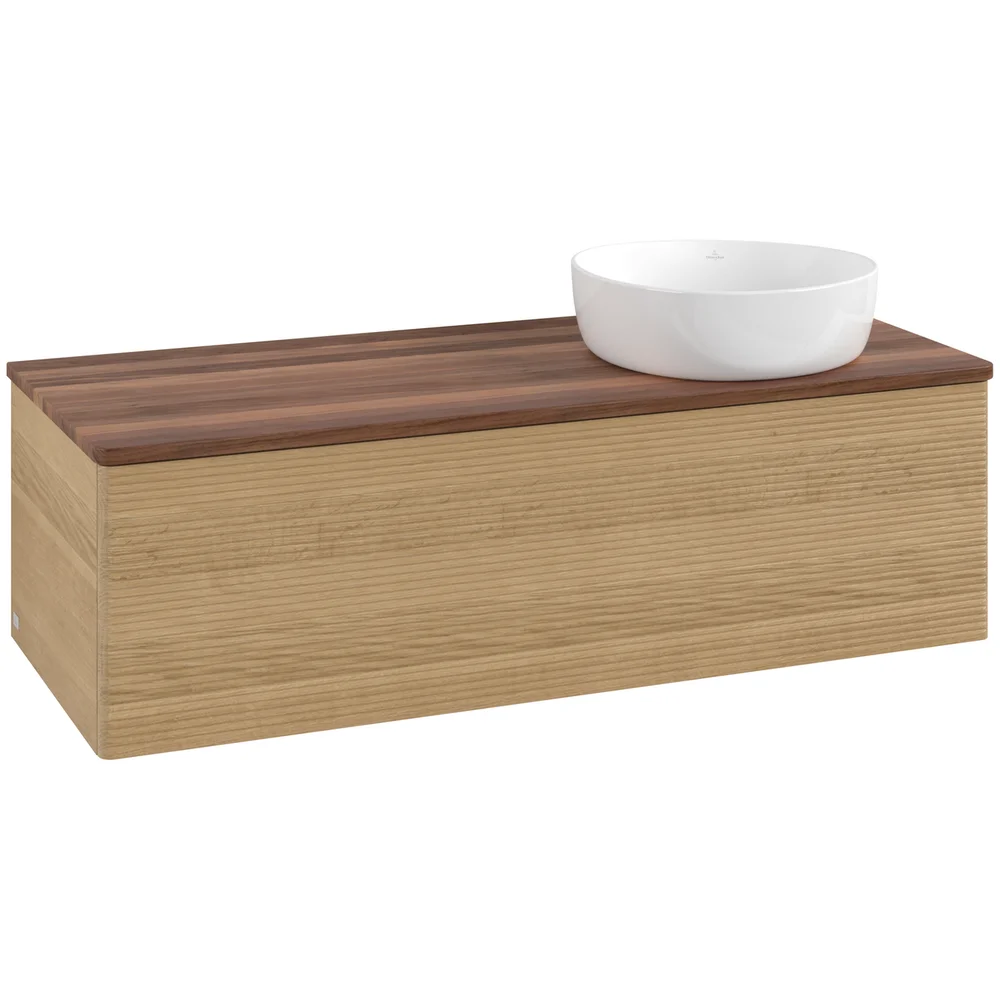 V&B ANTAO SERVANTSKAP 1 SKUFF RILLET 1200X360X500 HØYRE U/KRANHULL EIK/VALNØTT v:7356339