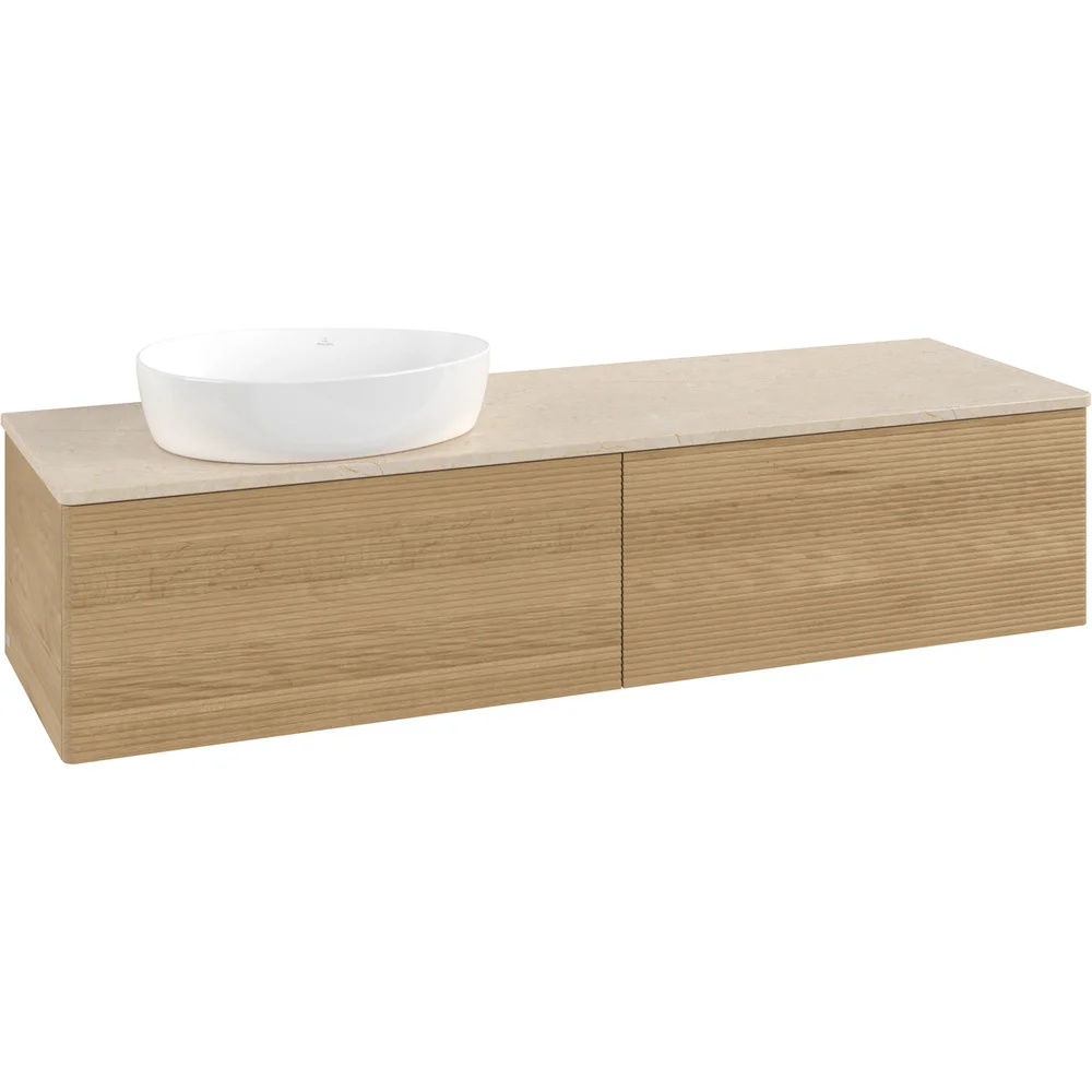 V&B ANTAO SERVANTSKAP 2 SKUFFER RILLET 1600X360X500 VENSTRE U/KRANHULL EIK/CRÉME v:4476728