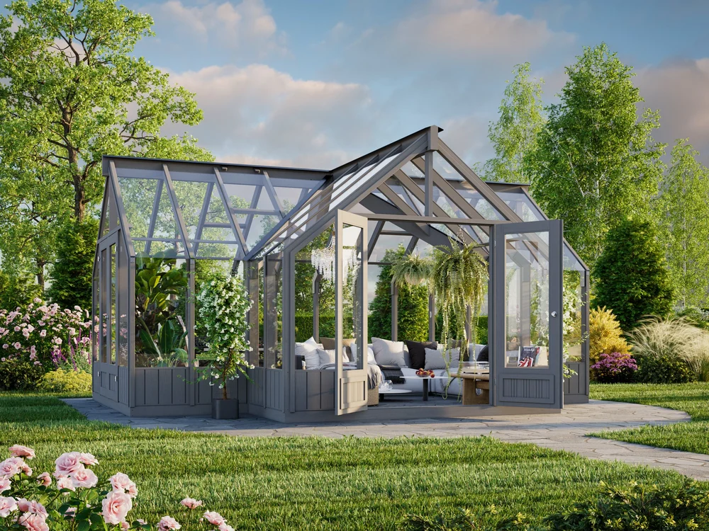Veksthus Emilia 19,1 m² gråmalt v:8471772
