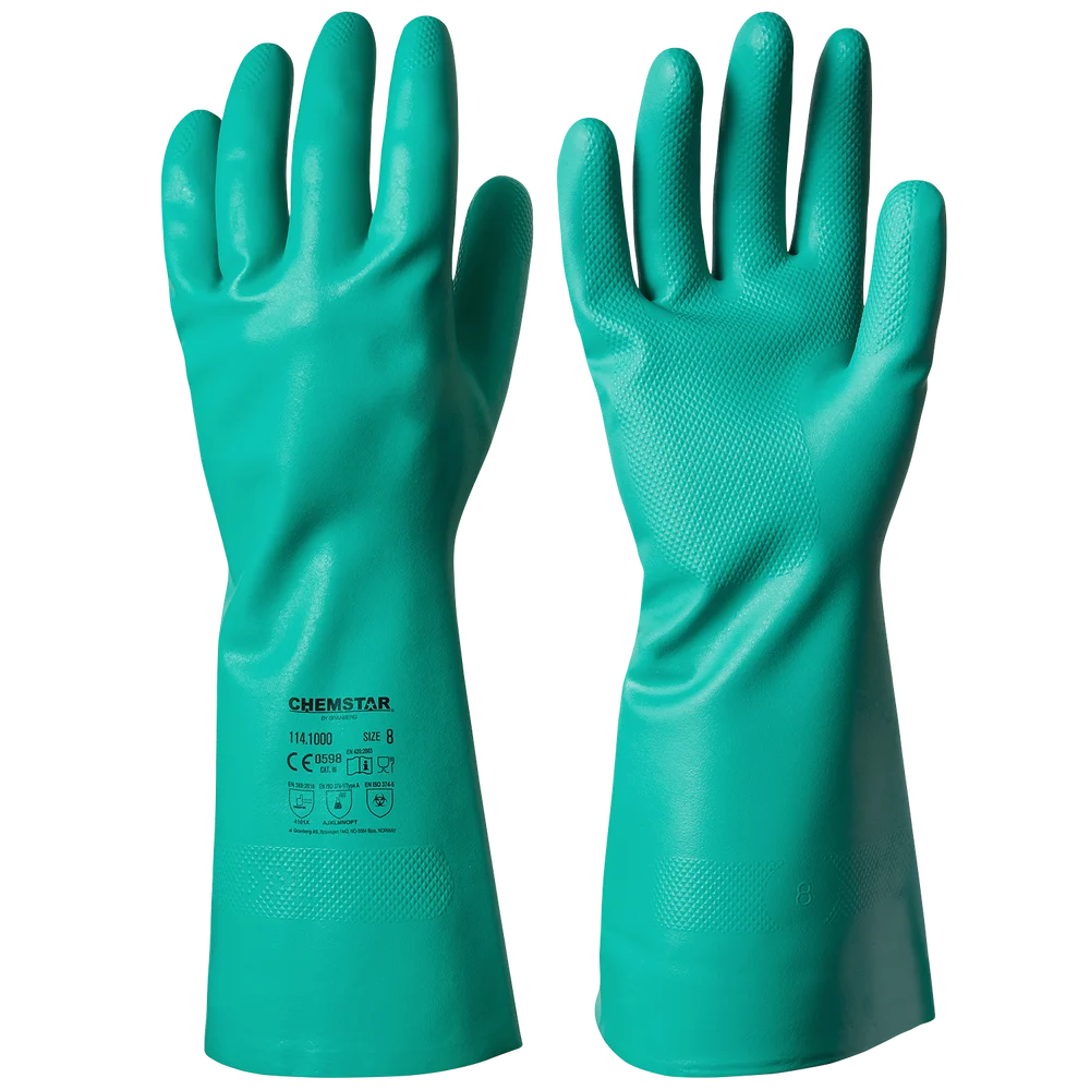 Hanske nitril 33 cm str 8 olje syrebestandig v:4138787