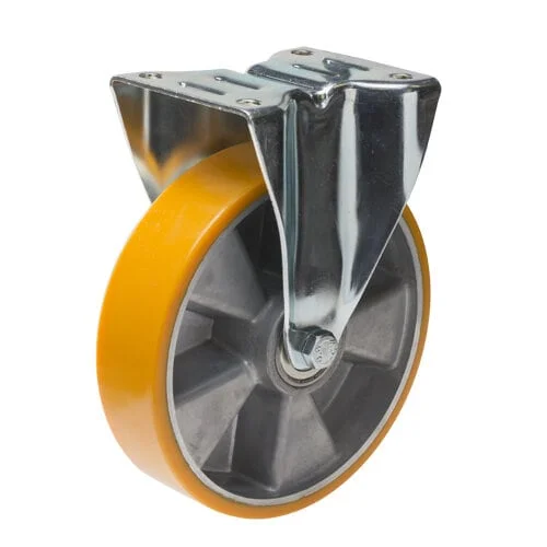 Swede-Wheel Fast industrihjul 160 mm med plate 135×110 mm, PUR-bane, aluminiumsnav v:1010164 Swede-Wheel Fast industrihjul 160 mm med plate 135×110 mm, PUR-bane, aluminiumsnav v:1010164
