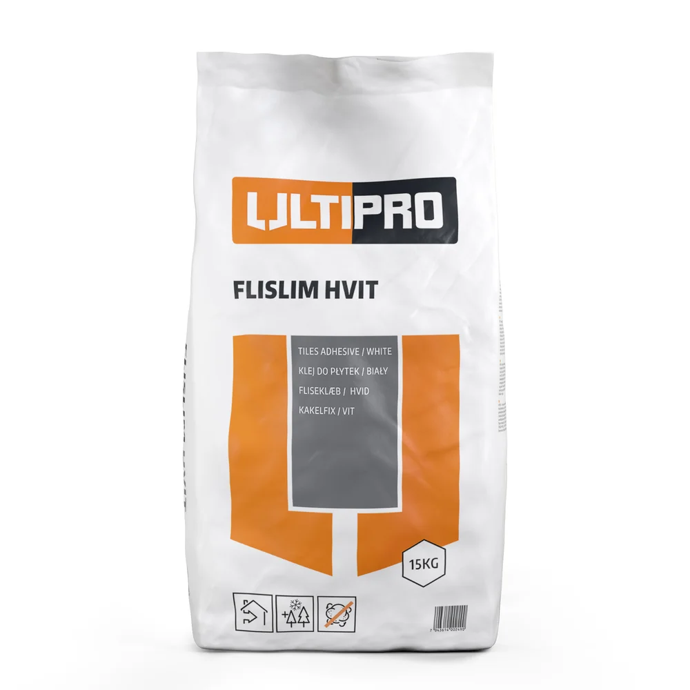 Ultipro flislim hvit 15 kg – plastforsterket og vannfast v:8672188 Ultipro flislim hvit 15 kg – plastforsterket og vannfast v:8672188