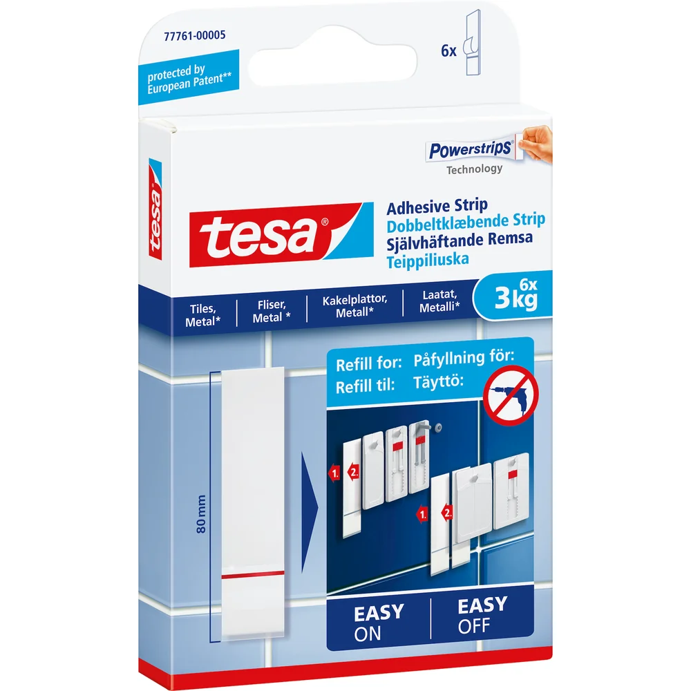 TESA POWERSTRIPS REFILL FLIS OG METALL 6X3KG v:1665937