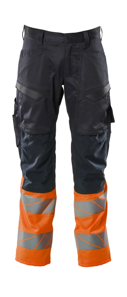 Bukse marine/ora 82c48 19679 hi-vis med knelommer stretchpanel v:4518454 Bukse marine/ora 82c48 19679 hi-vis med knelommer stretchpanel v:4518454