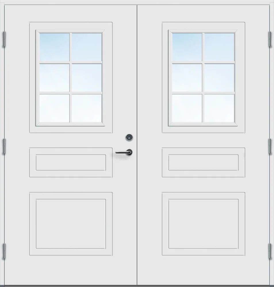 Ytterdør tofløyet Stryn med glass hvit venstre 180×210 cm v:8482510 Ytterdør tofløyet Stryn med glass hvit venstre 180×210 cm v:8482510