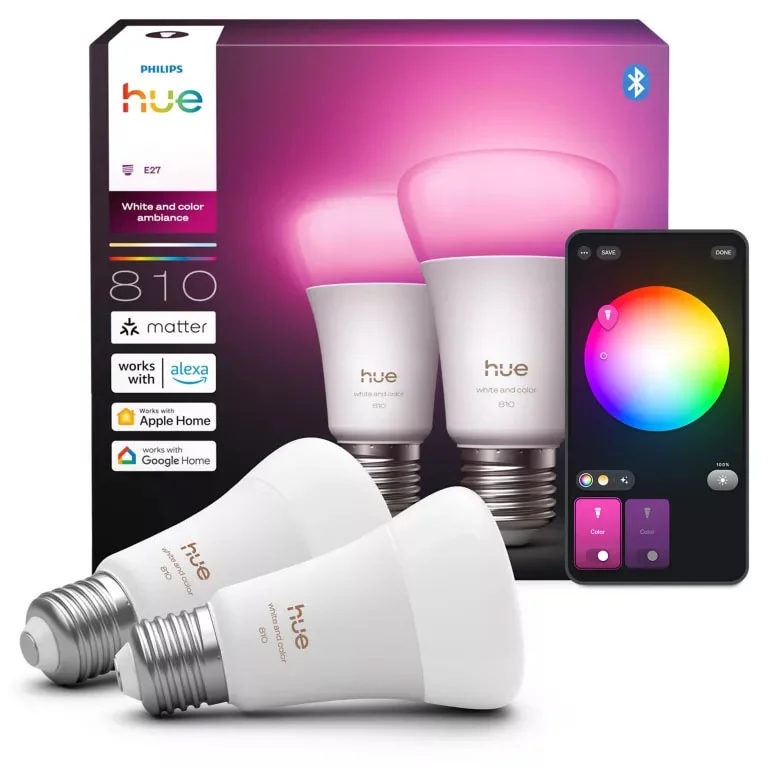 Philips Hue LED-lampe A60 HUE, WCA, E27, 6W, 2-pakning v:3817520 Philips Hue LED-lampe A60 HUE, WCA, E27, 6W, 2-pakning v:3817520