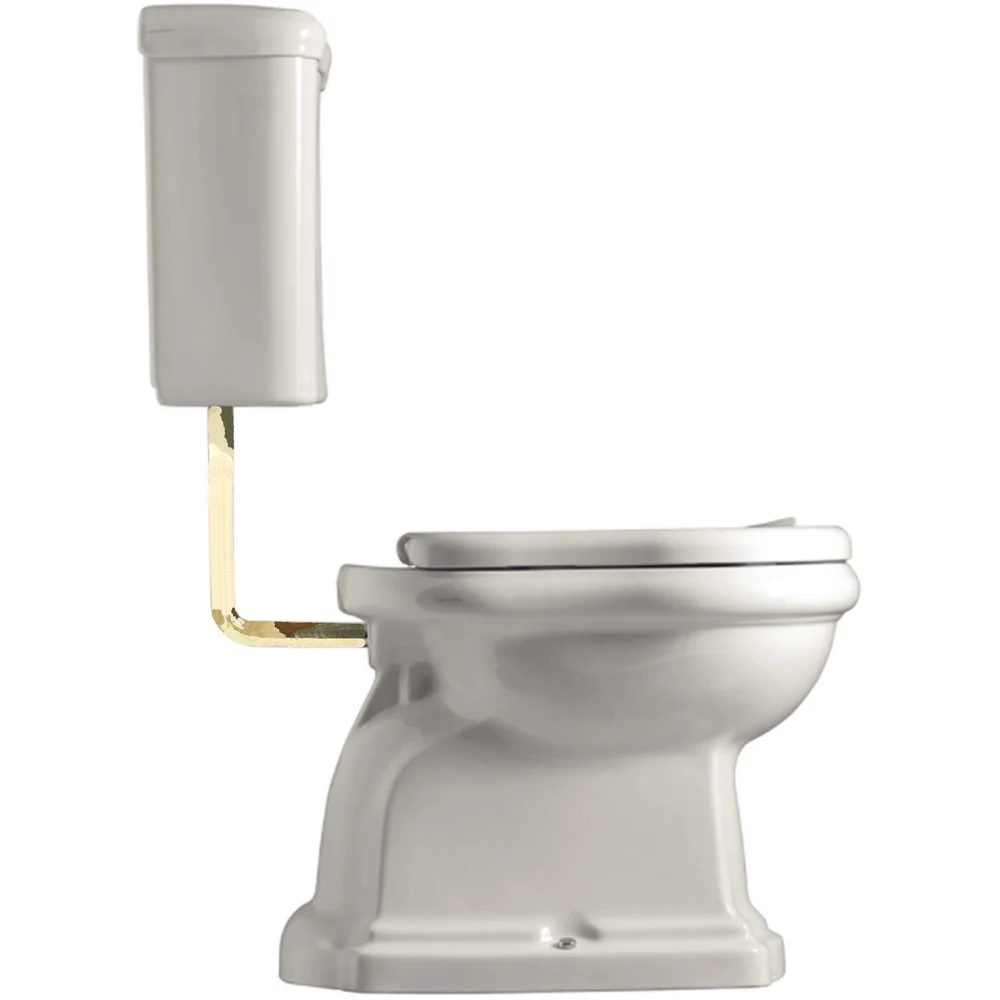 LAVABO RETRO LOW TOALETT M/P-LÅS HVIT M/MESSING RØR v:6625199