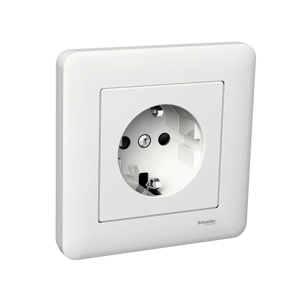Schneider Electric Vegguttak 1-vegs, jordat, hvit v:8141315 Schneider Electric Vegguttak 1-vegs, jordat, hvit v:8141315
