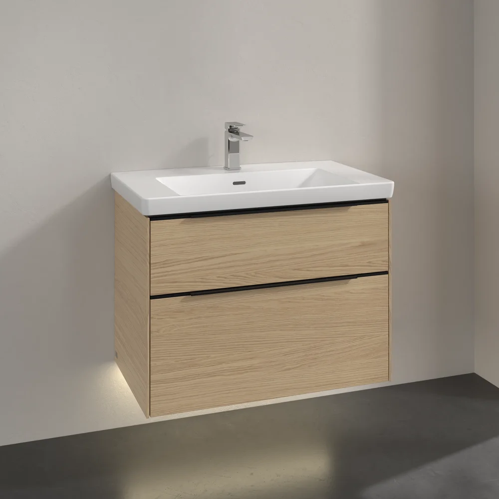 V&B SUBWAY 3.0 SERVANTSKAP 77X57 ARIZONA OAK M/LYS HÅNDTAK I VOLCANO BLACK v:9069189