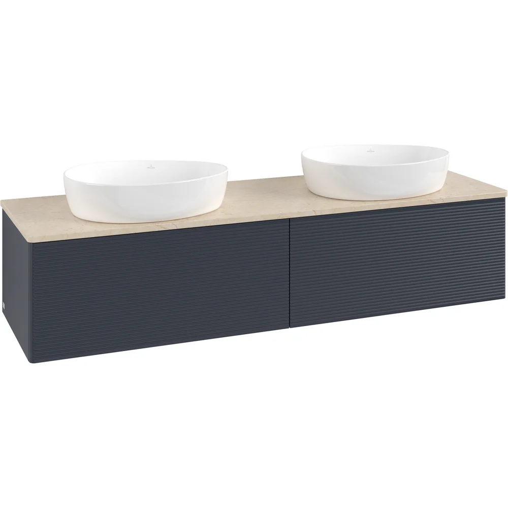 V&B ANTAO SERVANTSKAP 2 SKUFFER RILLET 1600X360X500 FOR 2 SERV. U/KRANHULL BLÅ/CRÉME v:2015440