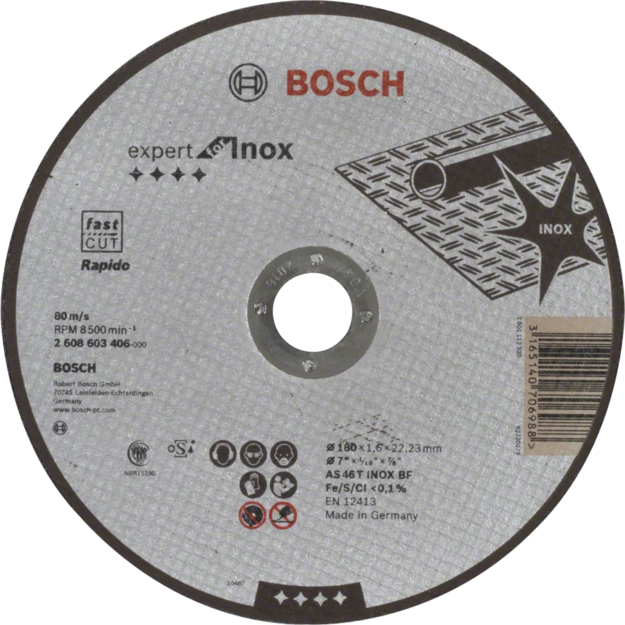 Kappeskive exp inox 180×1,6mm lige lige bosch n40 v:4894305 Kappeskive exp inox 180×1,6mm lige lige bosch n40 v:4894305