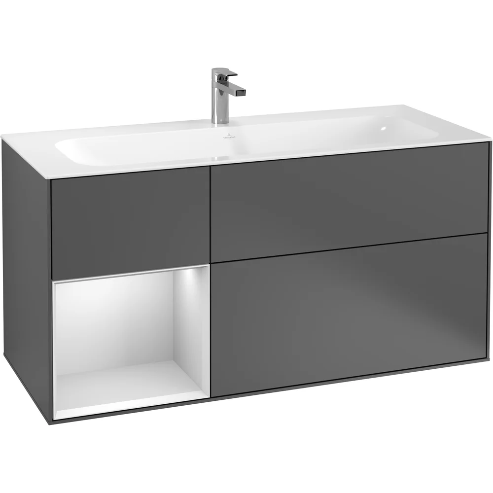 V&B FINION SERVANTSKAP 120 ANTRASITT MATT LAKK M/LYS, VENSTRESTILT HVITMATT HYLLE v:4221187