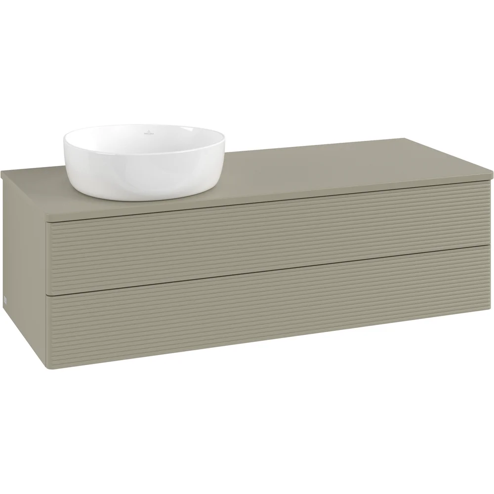 V&B ANTAO SERVANTSKAP 2 SKUFFER RILLET 1200X360X500 VENSTRE M/KRANHULL M/LYS STENGRÅ v:7337048