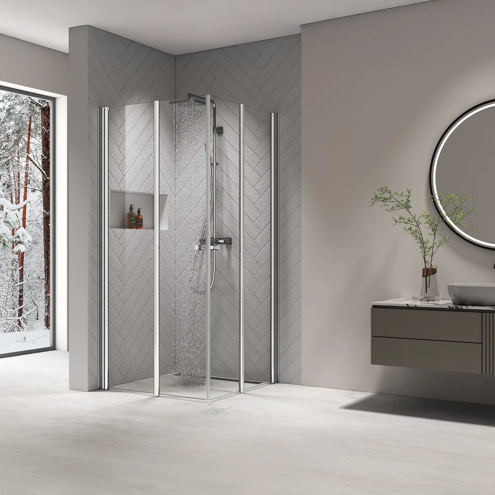 CELESTE MH200 LEDDET DUSJDØR 90X190CM VENSTRE KROM M/SIKKERHETSFOLIE v:4856694