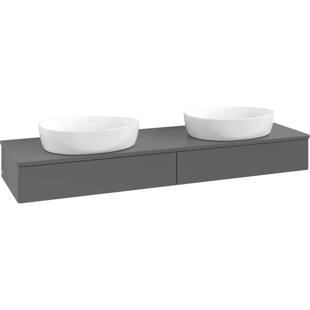 V&B ANTAO SERVANTSKAP 2 SKUFFER GLATT 1600X190X500 FOR 2 SERV. U/KRANHULL M/LYS ANTRASITT v:9603925