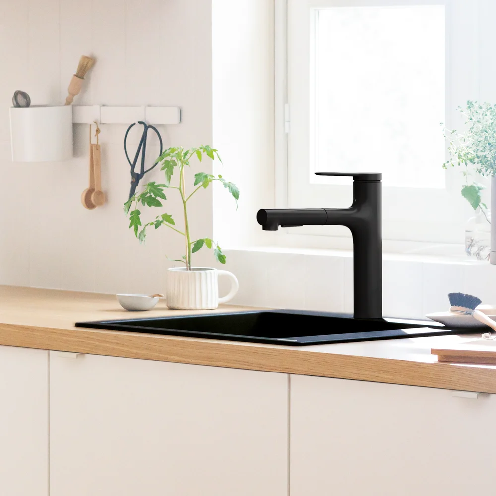HANSGROHE ZESIS M33 KJØKKENARMATUR 160 MATT SORT M/UTTREKK v:1615970 HANSGROHE ZESIS M33 KJØKKENARMATUR 160 MATT SORT M/UTTREKK v:1615970