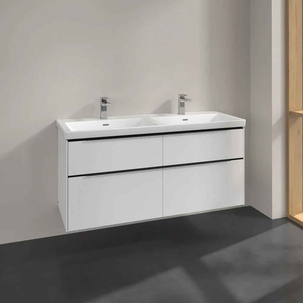 V&B SUBWAY 3.0 SERVANTSKAP 127X57 F/DOBBEL SERVANT BRILLIANT WHITE HÅNDTAK I VOLCANO BLACK v:6829046