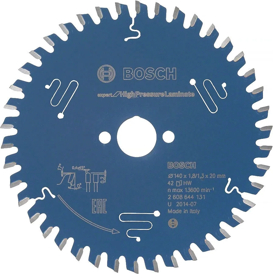 Bosch Sirkelsagblad for laminat, 42T, 140x20x1,8 mm v:2715247