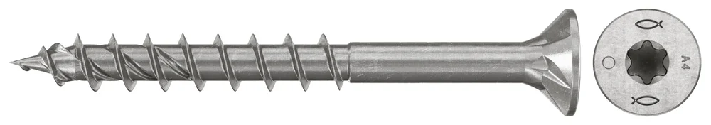 Treskrue syrefast A4 senkhode TX 5x60 mm 100 stk v:1716393