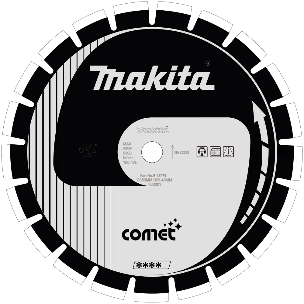Diamantkappeskive 350x25,4mm asfalt 10mm segment comet v:2753562