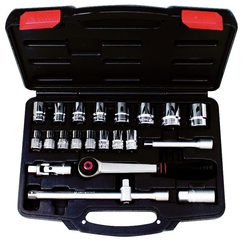 AMPRO PIPENØKKELSETT 1/2" 22 DELER v:6331481