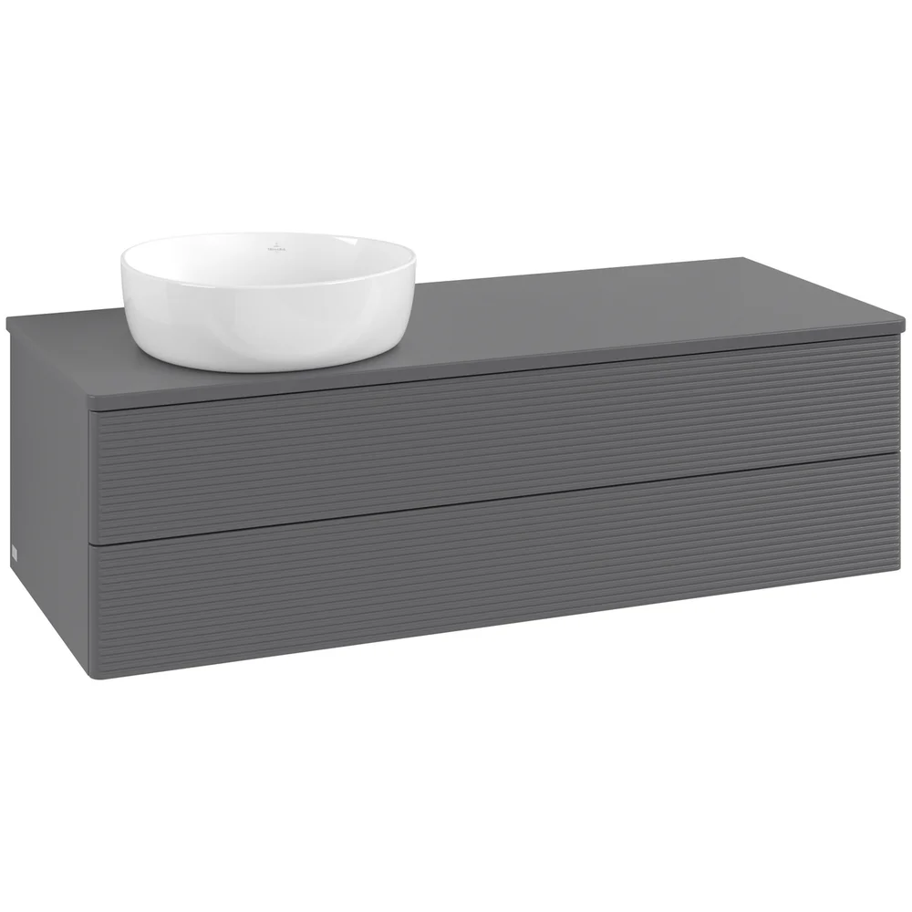 V&B ANTAO SERVANTSKAP 2 SKUFFER RILLET 1200X360X500 VENSTRE U/KRANHULL ANTRASITT v:5262704
