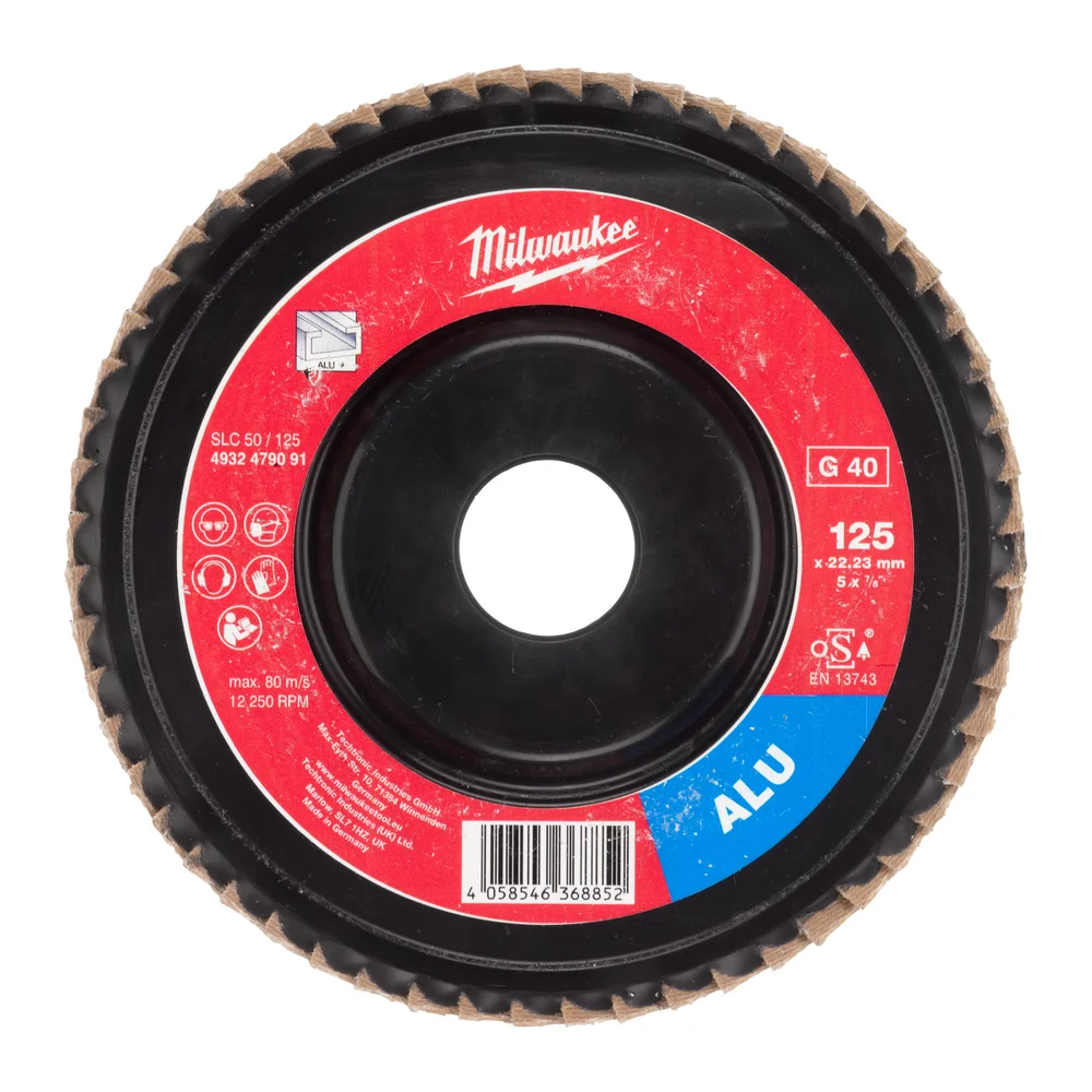 Milwaukee Lamellskive aluminium, SLC50, 125 mm, K40 v:4246273 Milwaukee Lamellskive aluminium, SLC50, 125 mm, K40 v:4246273