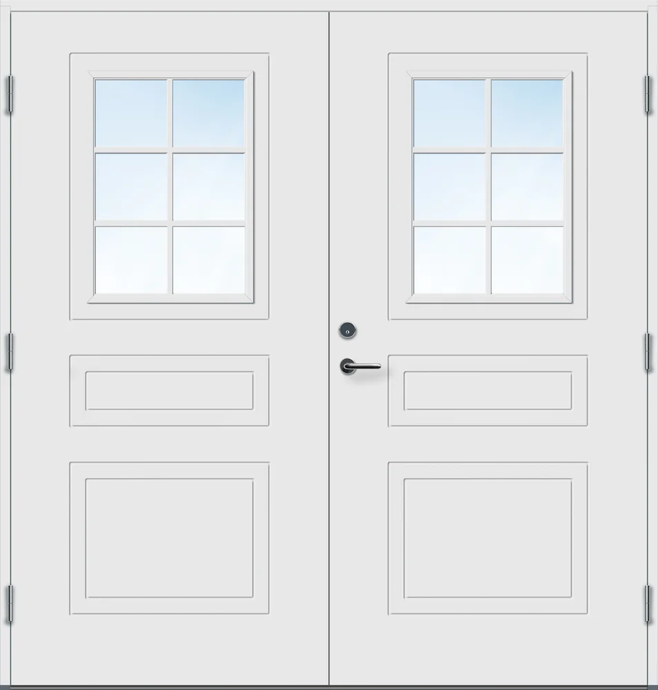 Ytterdør tofløyet Stryn med glass hvit høyre 190×200 cm v:7532816 Ytterdør tofløyet Stryn med glass hvit høyre 190×200 cm v:7532816