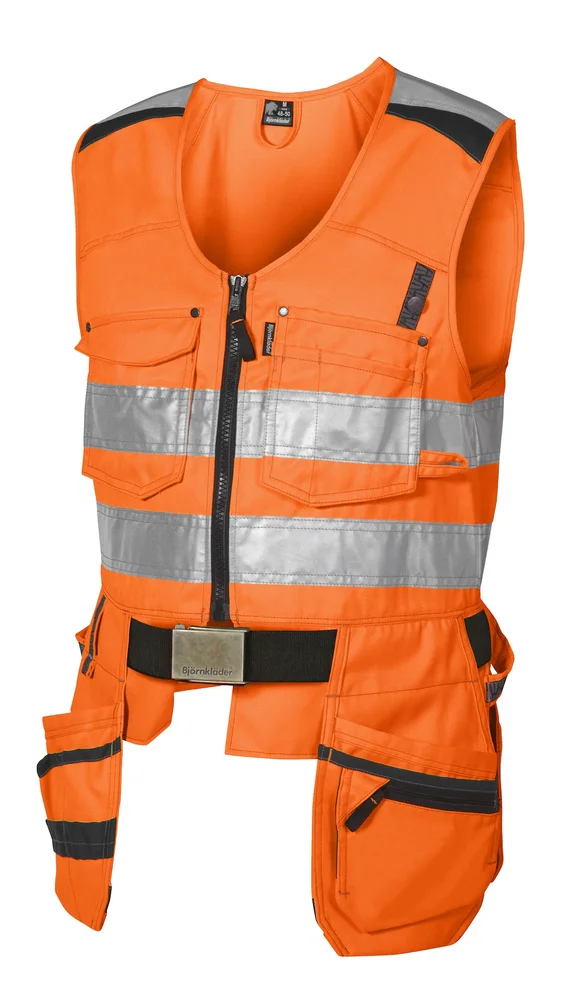 BJÖRNKLÄDER VEST MED HENGELOMMER KL. 2 ORANGE/SVART v:1646190