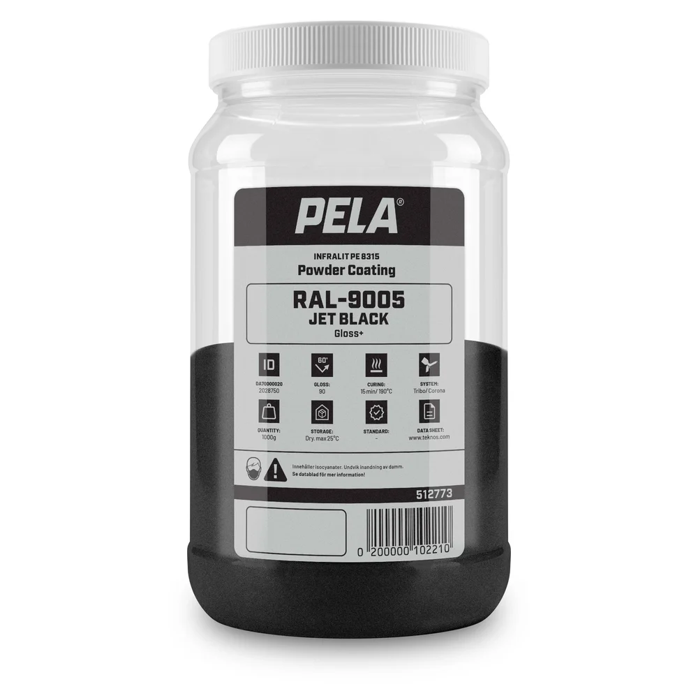 Pulverlakkfarge svart, blank, 1 kg v:3918975 Pulverlakkfarge svart, blank, 1 kg v:3918975