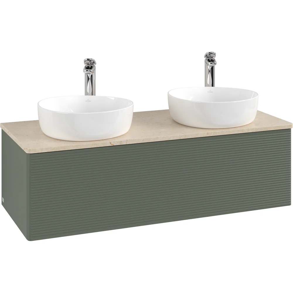 V&B ANTAO SERVANTSKAP 1 SKUFF RILLET 1200X360X500 FOR 2 SERV. M/KRANHULL GRØNN/CRÉME v:9516384