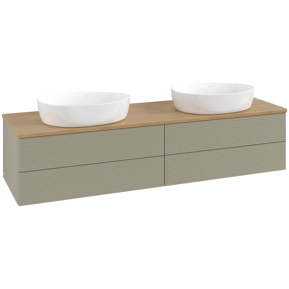 V&B ANTAO SERVANTSKAP 4 SKUFFER RILLET 1600X360X500 FOR 2 SERV. U/KRANHULL STENGRÅ/EIK v:4819148