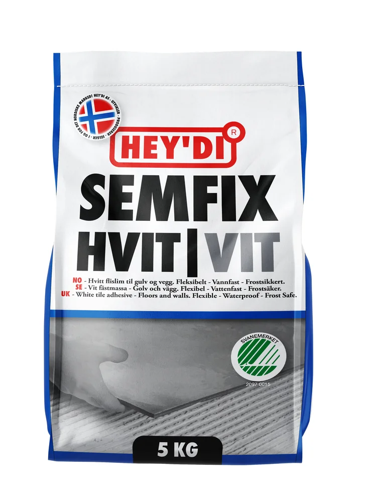 Flislim 5 kg Semfix Hey`di hvitt v:8519700 Flislim 5 kg Semfix Hey`di hvitt v:8519700