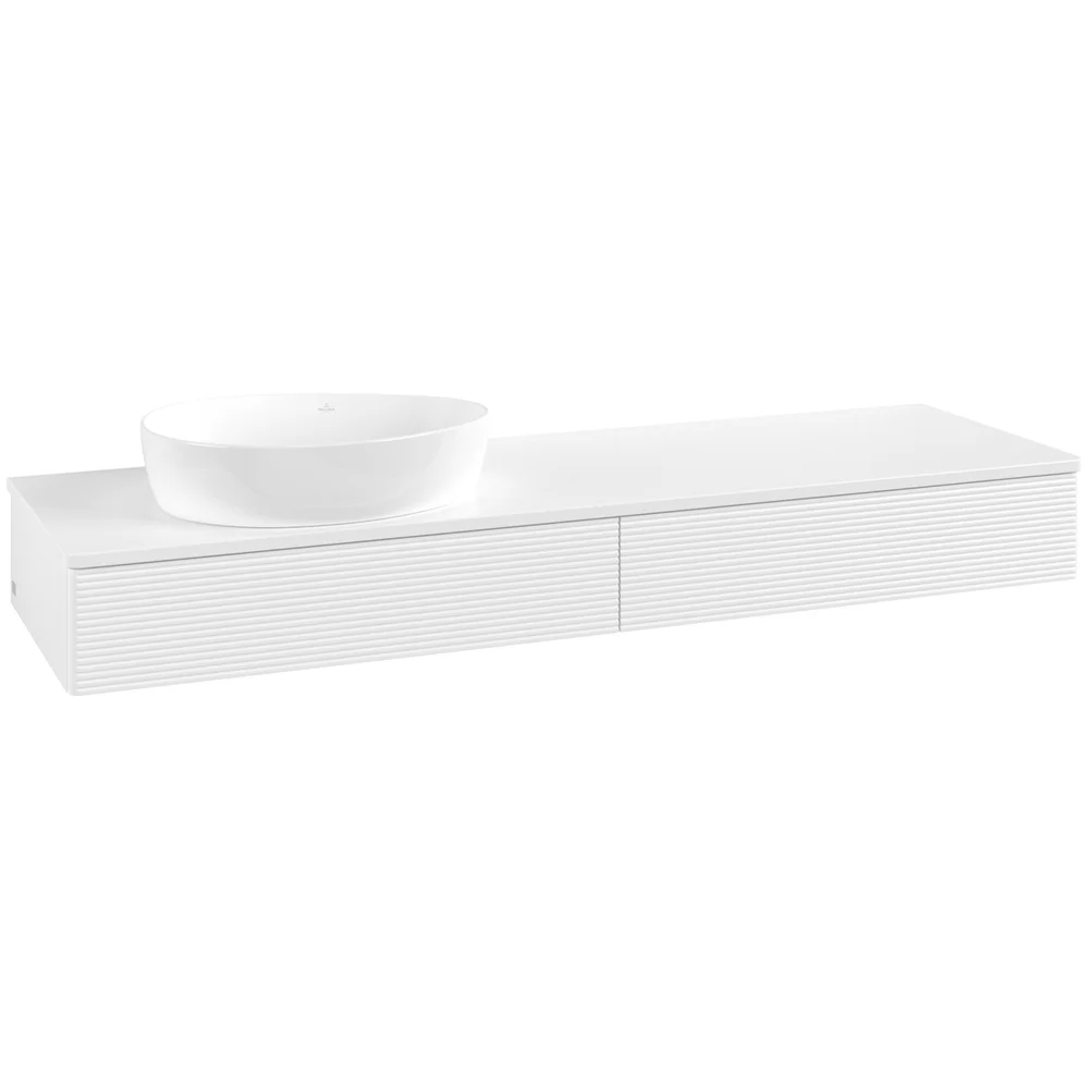 V&B ANTAO SERVANTSKAP 2 SKUFFER RILLET 1600X190X500 VENSTRE M/KRANHULL MATT HVIT v:4994962
