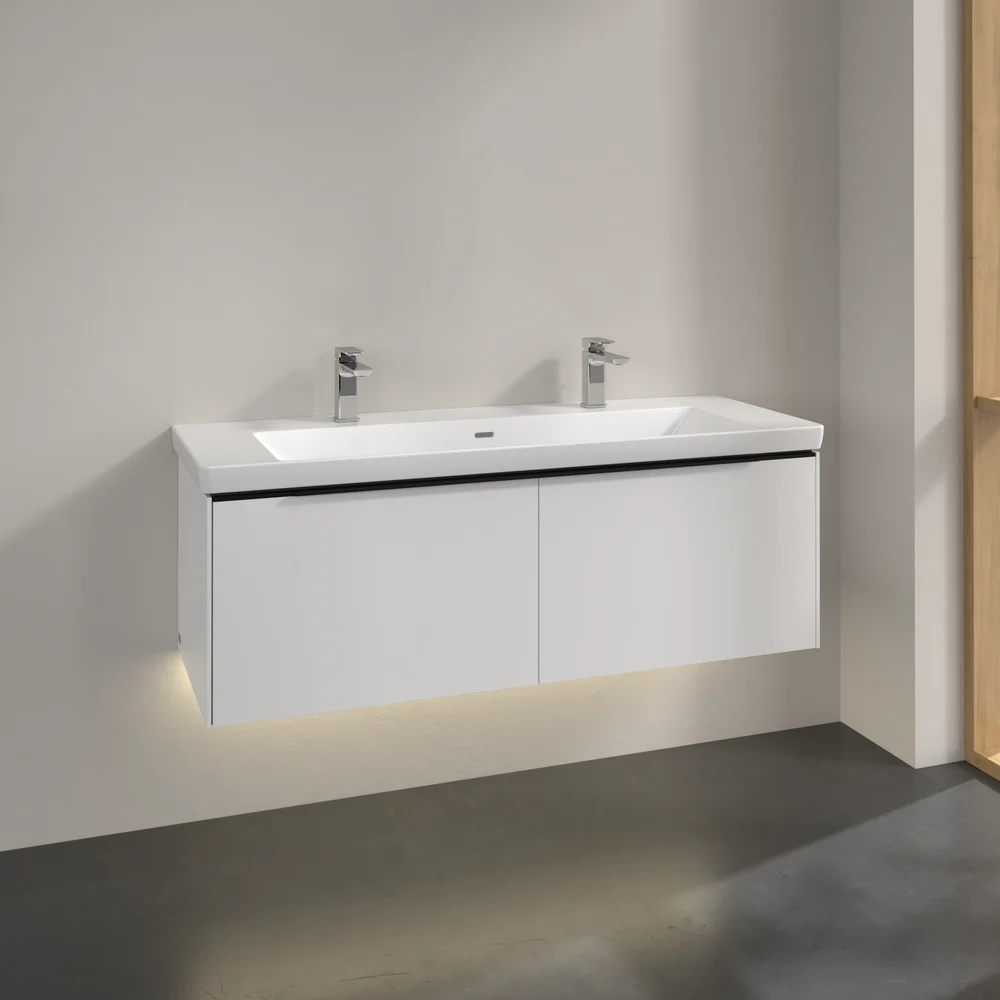 V&B SUBWAY 3.0 SERVANTSKAP 127X42 PURE WHITE M/LYS HÅNDTAK I VOLCANO BLACK v:1181189