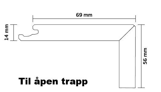 Boen Trappenese Eik Hvitoljet Profil B 14x69x56x2200 mm v:6780469