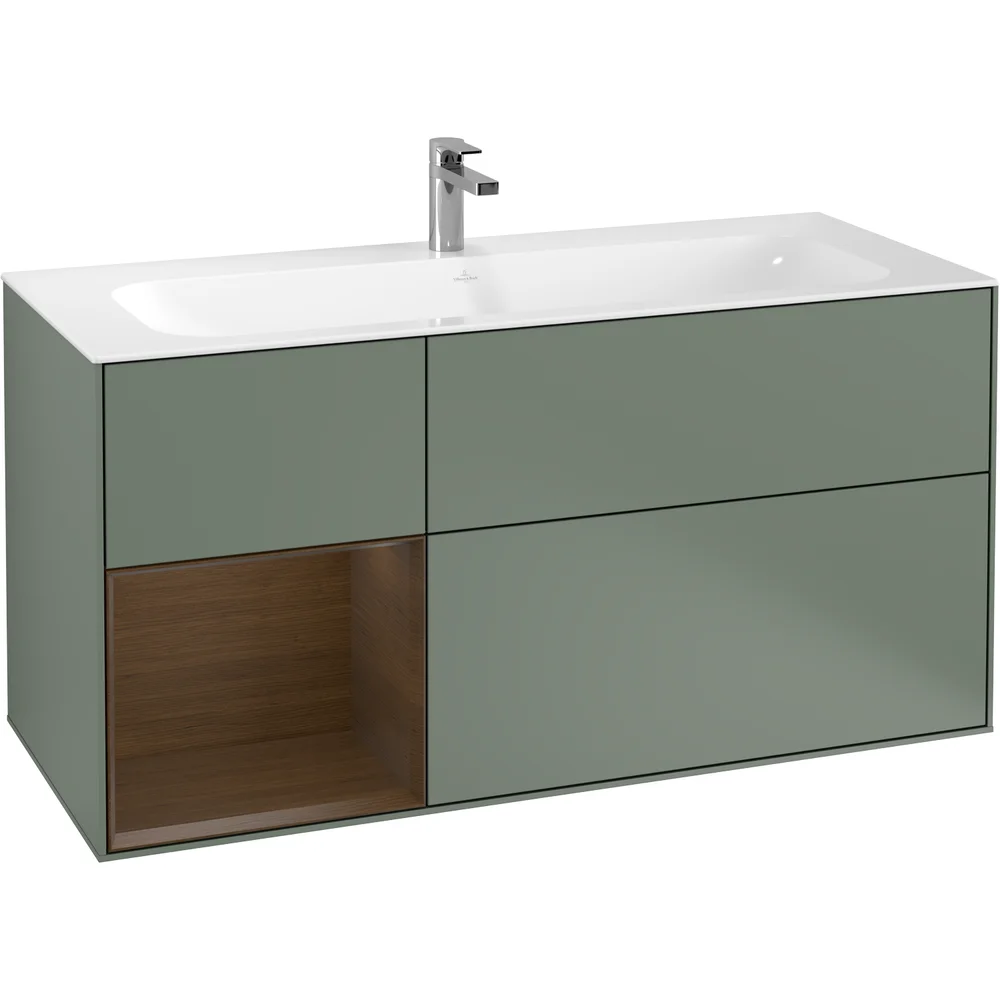 V&B FINION SERVANTSKAP 120 OLIVEN MATT LAKK EMOTION-LYS, VENSTRESTILT VALNØTTHYLLE v:9810483