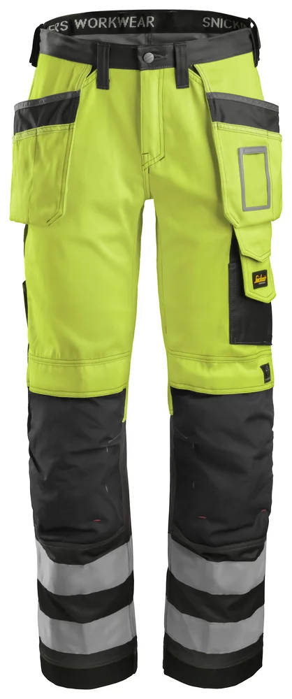 Håndverksbukse 3233 High Vis kl.2gul/sort str 146 v:5306836