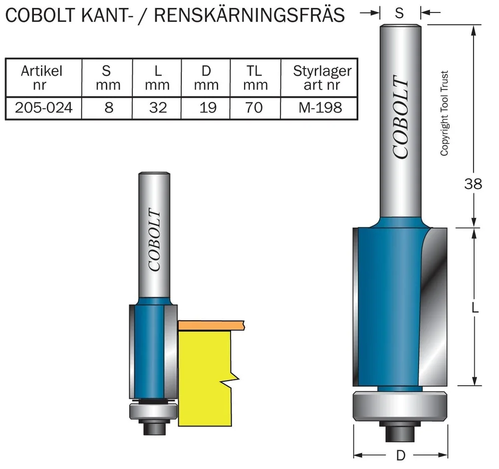 Cobolt HM-kantfres m kul.l D=19mm L=32 mm v:4539641