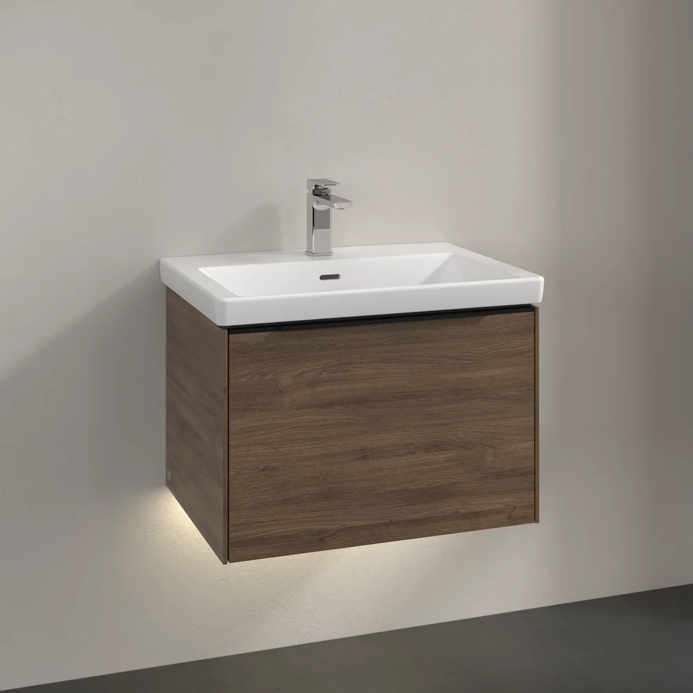 V&B SUBWAY 3.0 SERVANTSKAP 66X42 ARIZONA OAK M/LYS HÅNDTAK I VOLCANO BLACK v:7794139