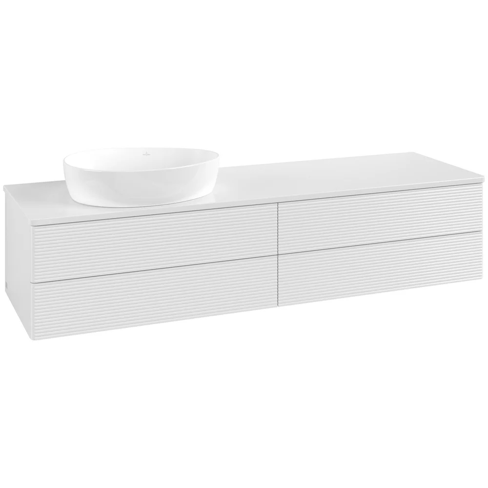 V&B ANTAO SERVANTSKAP 4 SKUFFER RILLET 1600X360X500 VENSTRE M/KRANHULL HVIT v:3680431