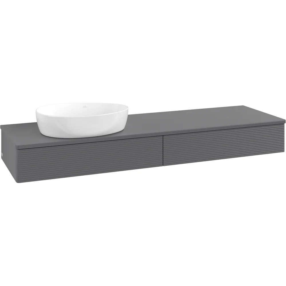 V&B ANTAO SERVANTSKAP 2 SKUFFER RILLET 1600X190X500 VENSTRE U/KRANHULL M/LYS ANTRASITT v:8494981