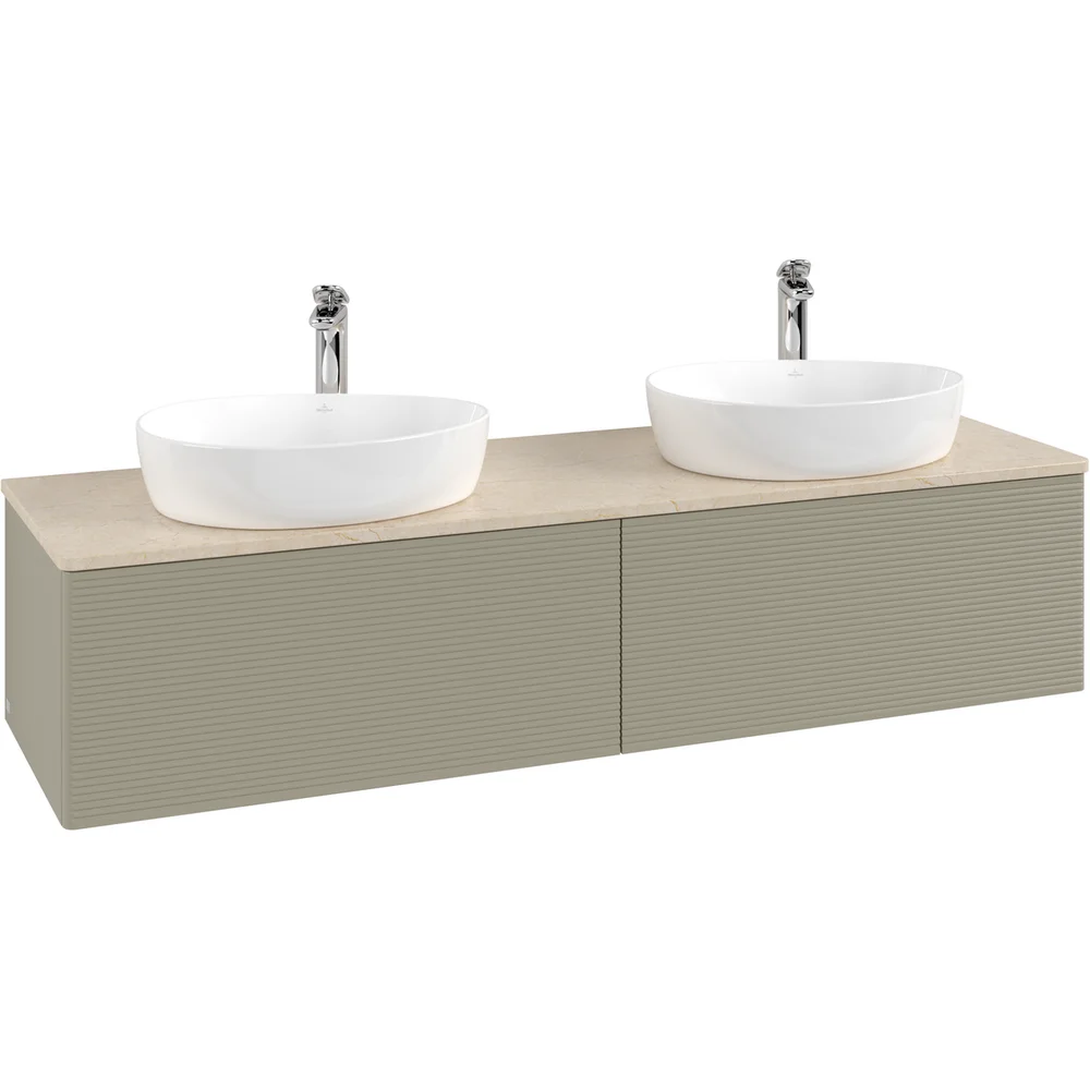 V&B ANTAO SERVANTSKAP 2 SKUFFER RILLET 1600X360X500 FOR 2 SERV. M/KRANHULL STENGRÅ/CRÉME v:4053884