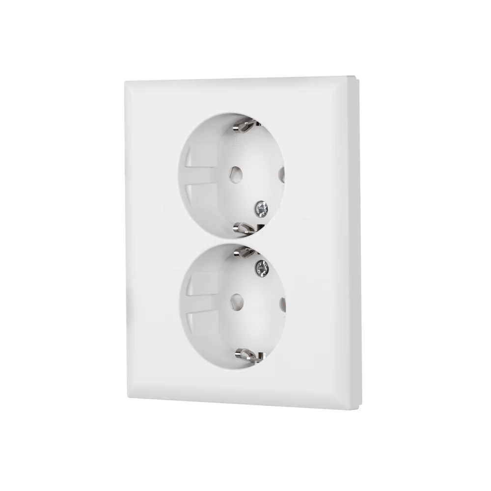 Stikkontakt dobbel m/jord innfelt hvit v:3507538