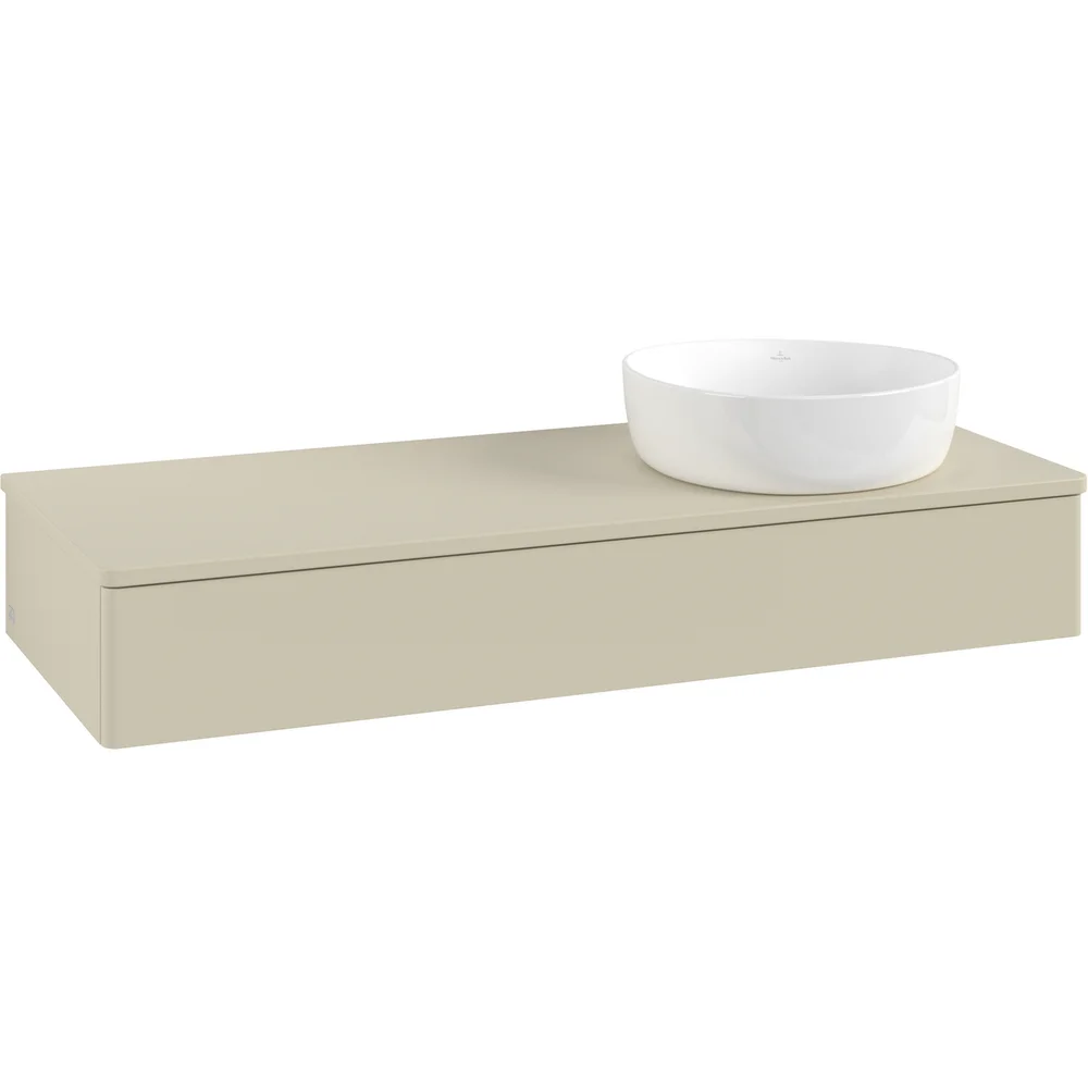 V&B ANTAO SERVANTSKAP 1 SKUFF GLATT 1200X190X500 HØYRE U/KRANHULL M/LYS SILKEGRÅ v:6814689