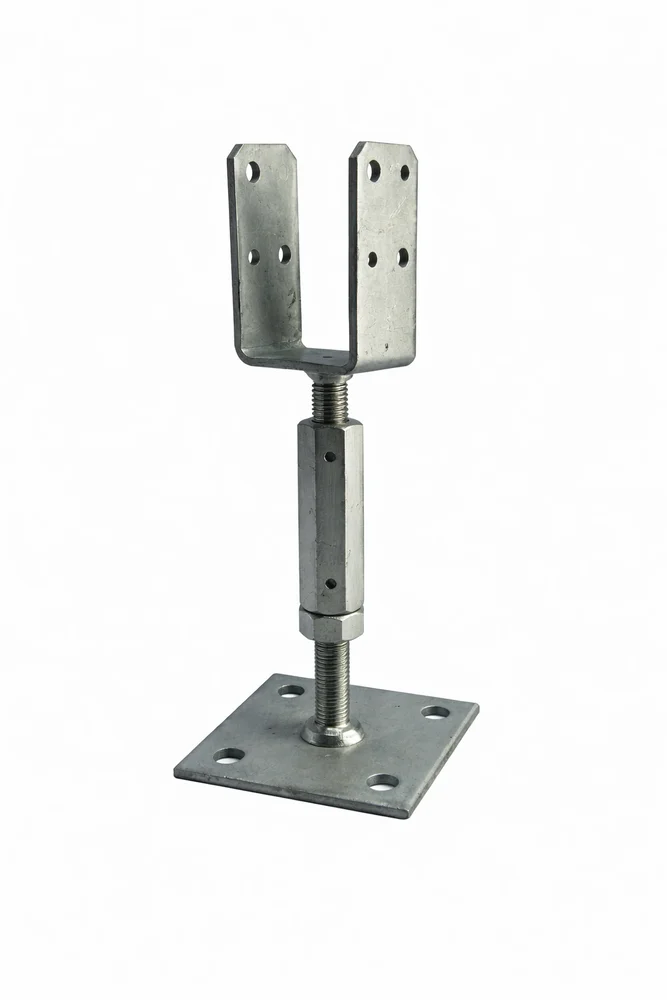 Søylesko HDG justerbar med plate 48×40 mm v:2467455 Søylesko HDG justerbar med plate 48×40 mm v:2467455