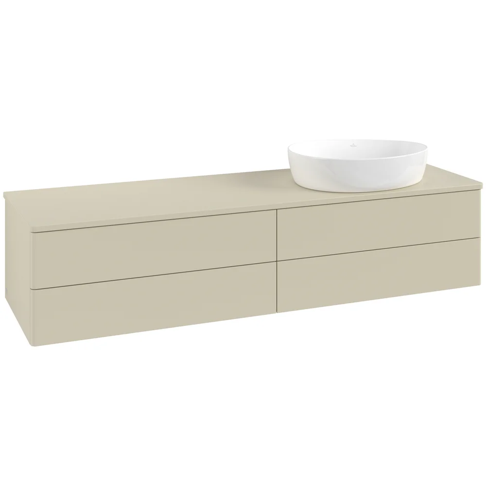 V&B ANTAO SERVANTSKAP 4 SKUFFER GLATT 1600X360X500 HØYRE M/KRANHULL SILKEGRÅ v:5864725