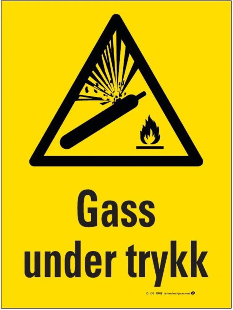 SKILT GASS UNDER TRYKK 150X200MM VS v:3430820