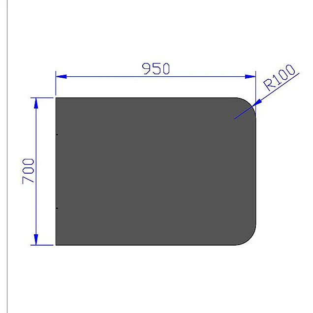 Gulvplate sort 100 mm radius 700×950 mm v:5352125 Gulvplate sort 100 mm radius 700×950 mm v:5352125