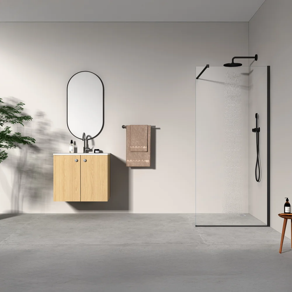 CELESTE FAST DUSJVEGG 90X190CM SORT HØYRE 6MM GLASS M/SIKKERHETSFOLIE v:4147246